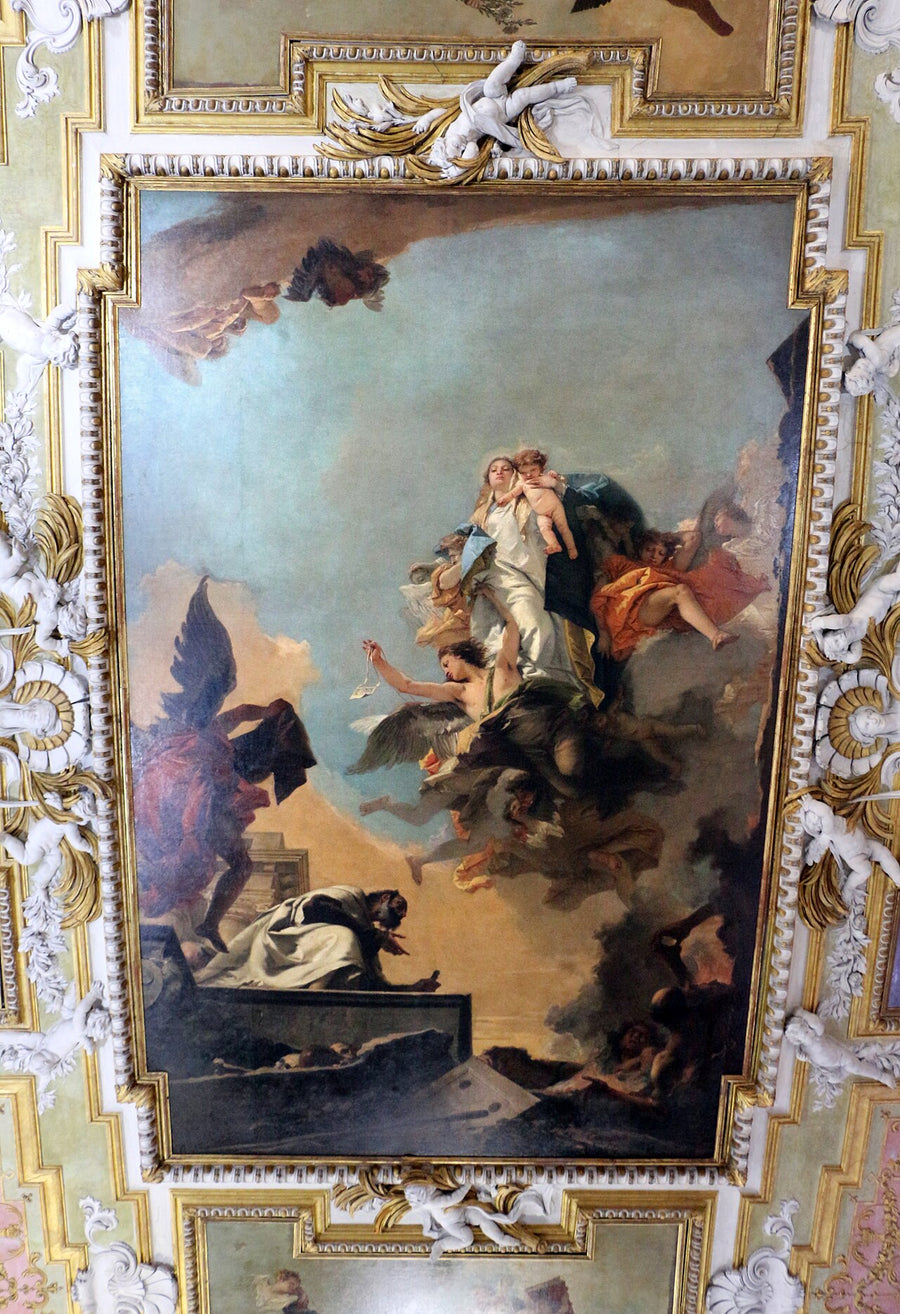Notre-Dame du Mont-Carmel remettant le scapulaire à saint Simon Stock, plafond de Tiepolo, 1749