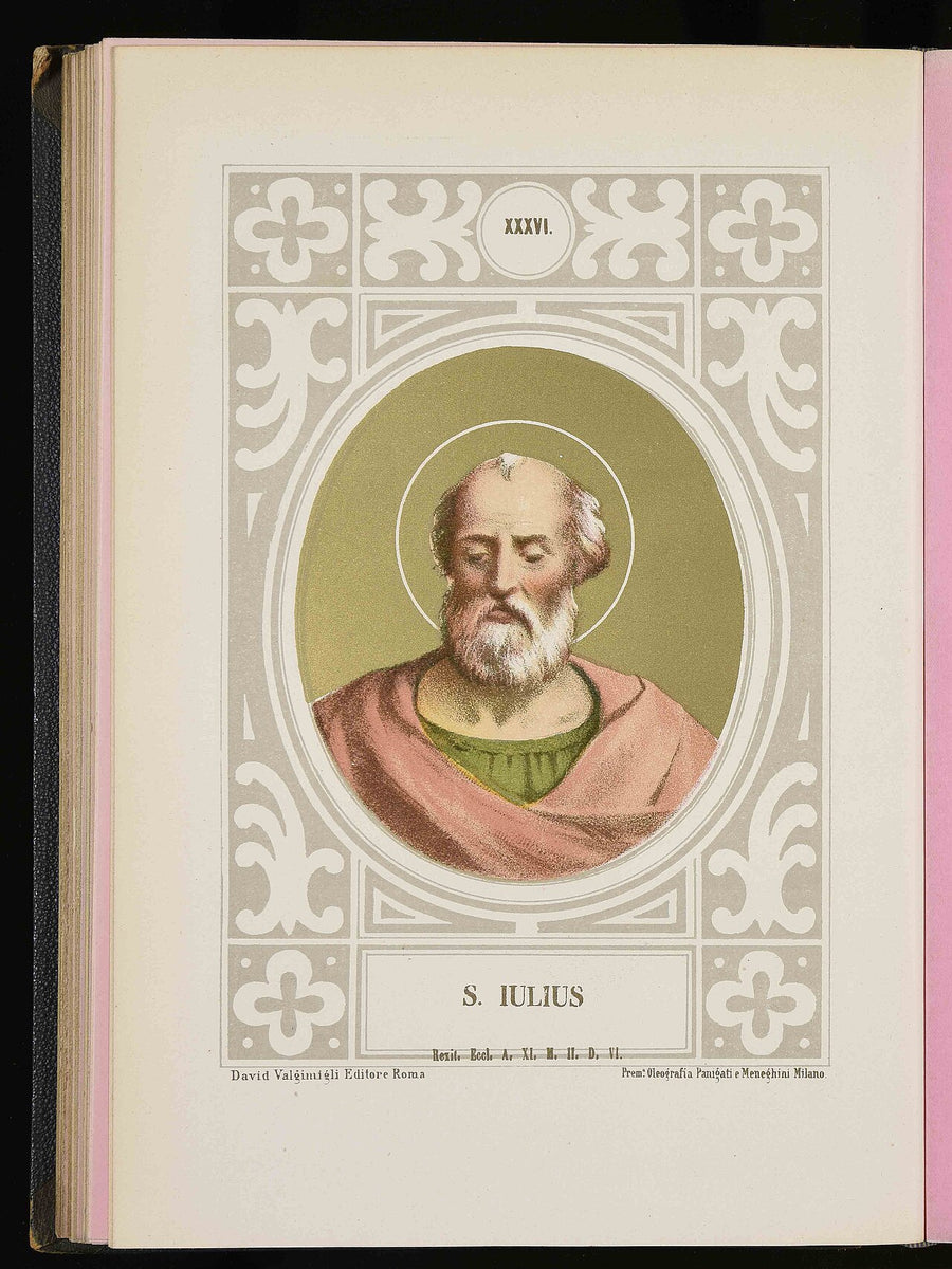 Saint Jules Ier, pape, chromolithographie du XIXe siècle