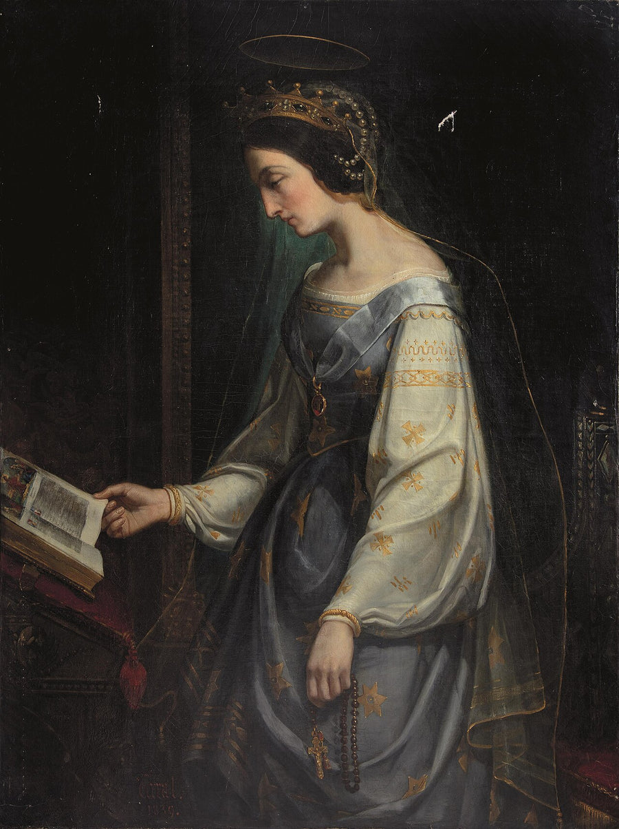 Sainte Adélaïde, impératrice, en lecture pieuse, tableau d'Abel Terral, 1839