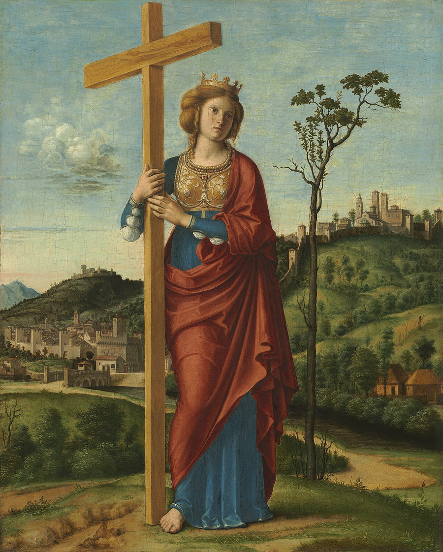 Sainte Hélène couronnée tenant la Vraie Croix, tableau de Cima da Conegliano