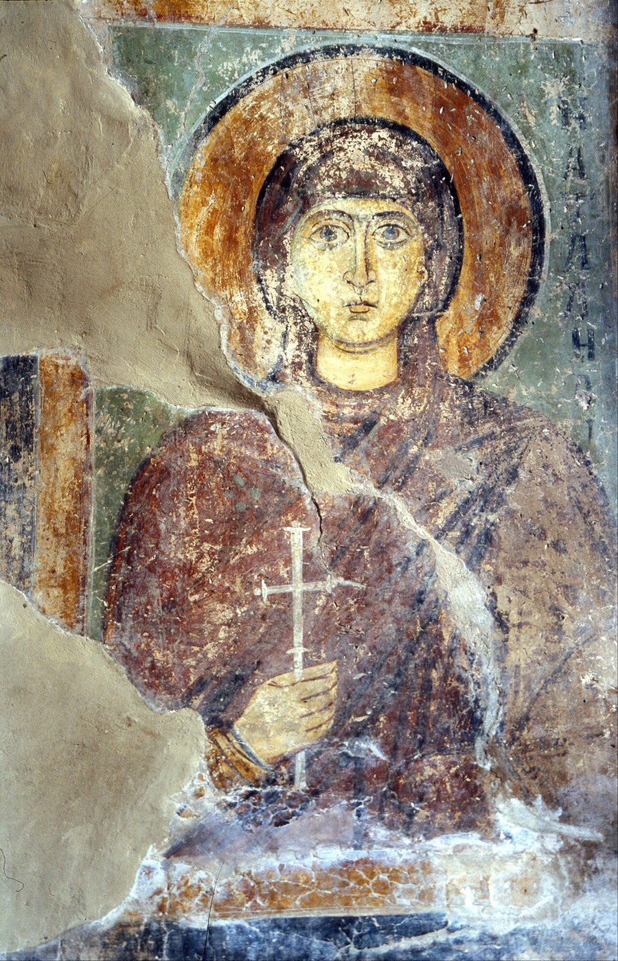 Sainte Natalie de Nicomédie tenant la croix, fresque du XIe siècle de la cathédrale Sainte-Sophie de Kyiv