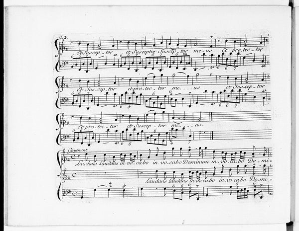 Le Grand Premier Vendredi du mois — Comprend : P. 1 - Attende anima aeterna (à 1 v. et 2 instr.) - P. 26 - Exaltabo te Deus (à 2 v., dessus et basse) - P. 5 (Public domain, Colin de Blamont, Francois (1690-1760). Compositeur)