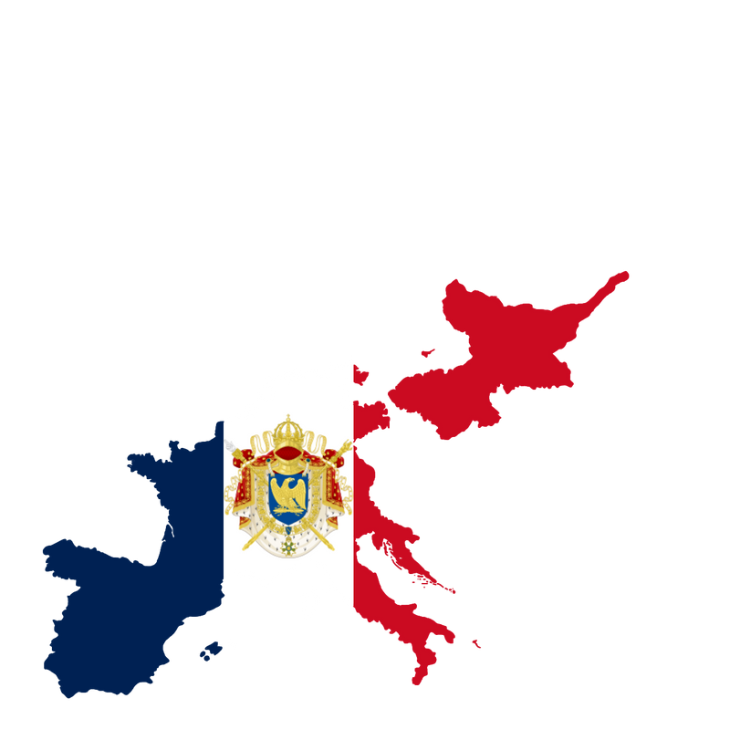 Napoléon Ier & le Premier Empire (1804-1815) — Map of The First French Empire in 1812 with the flag and coat of arms (Wikimedia Commons / CC0, Sirrypusar)