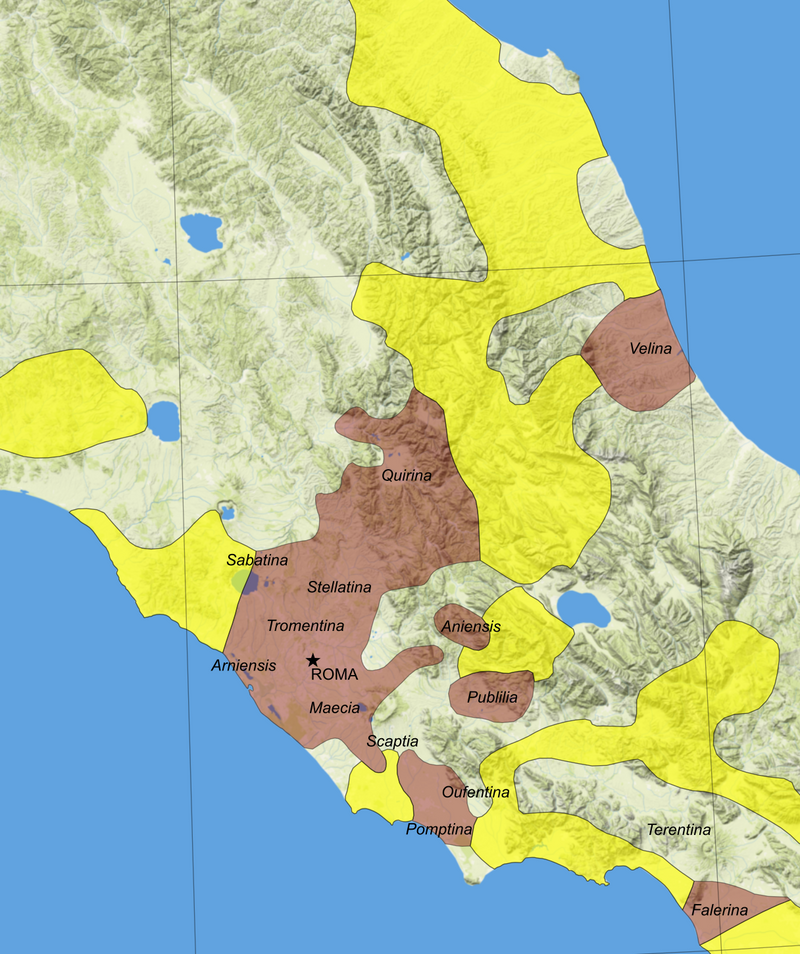 L'Art Roman en France : 200 ans de splendeur (an Mil-1140) — Approximate location of fourteen rural tribes of the Roman republic in 241 BC, per map on Cornell and Matthews Atlas of  (Wikimedia Commons / CC BY-SA 4.0, Ifly6)