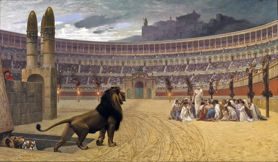 La dernière prière des martyrs chrétiens sous la persécution romaine, tableau de Jean-Léon Gérôme, 1883, évoquant le martyre de saint Gabin
