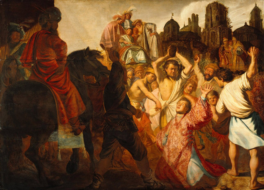 La lapidation de saint Étienne, premier martyr, par Rembrandt, 1625, musée des Beaux-Arts de Lyon