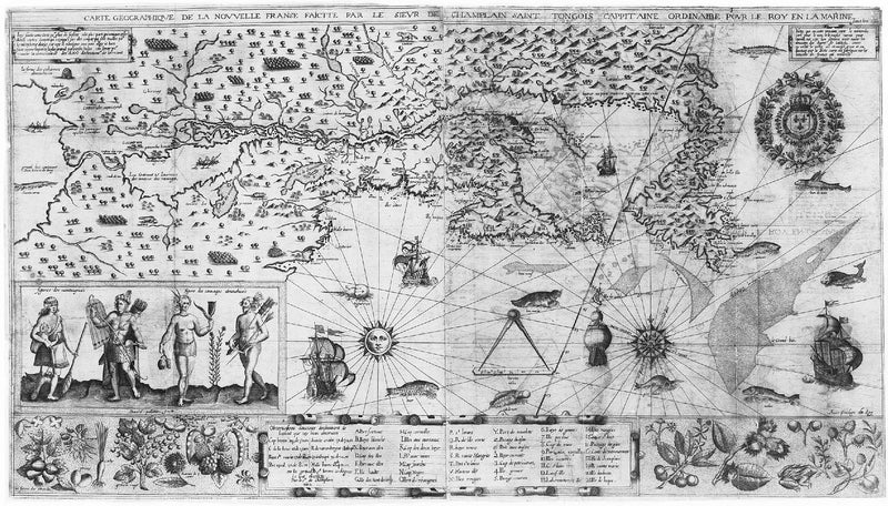 Champlain et la Nouvelle-France : l'épopée française en Amérique (1608-1763) — Map of New France, by Samuel de Champlain (1567?-1635): 1612 (Wikimedia Commons / Public domain, Samuel de Champlain)