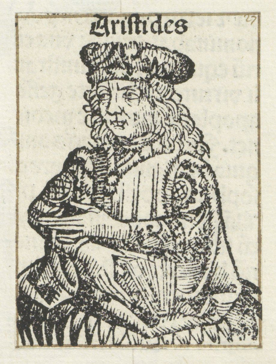 Aristide d'Athènes, philosophe et apologiste chrétien, gravure sur bois de la Chronique de Nuremberg, 1493