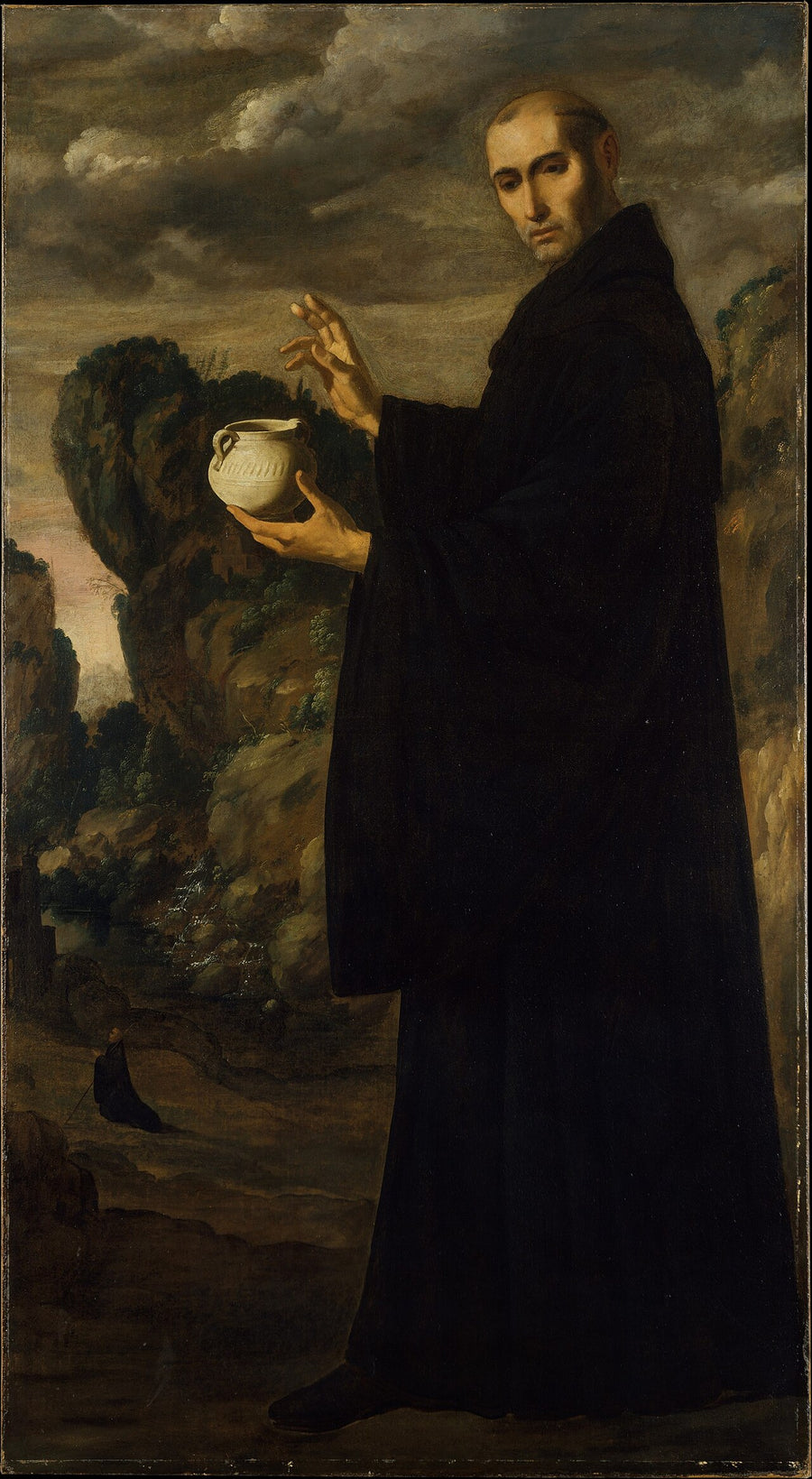 Saint Benoît de Nursie tenant la coupe empoisonnée brisée, peinture de Francisco de Zurbarán