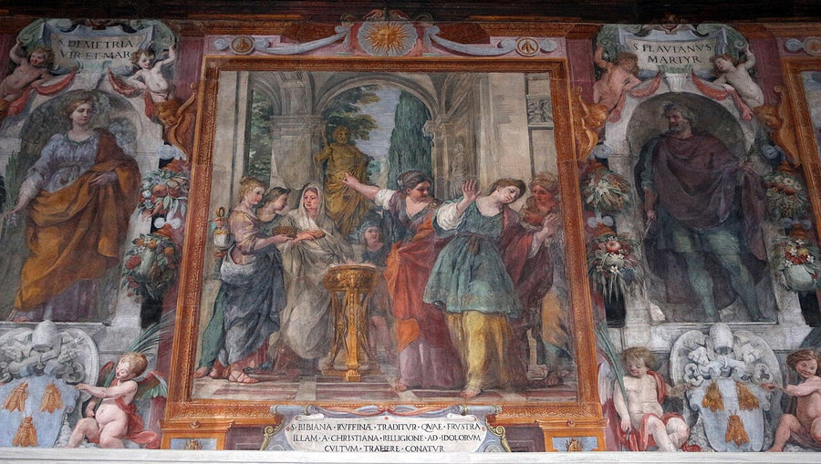 Sainte Bibiane (Viviane) refusant d'adorer les idoles, fresque de Pierre de Cortone, église Sainte-Bibiane à Rome