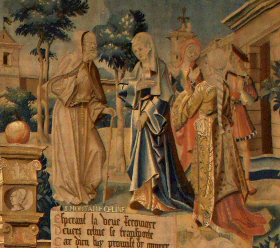 Sainte Céline et l'ermite Montain, tapisserie de la vie de saint Remi, 1509, Reims