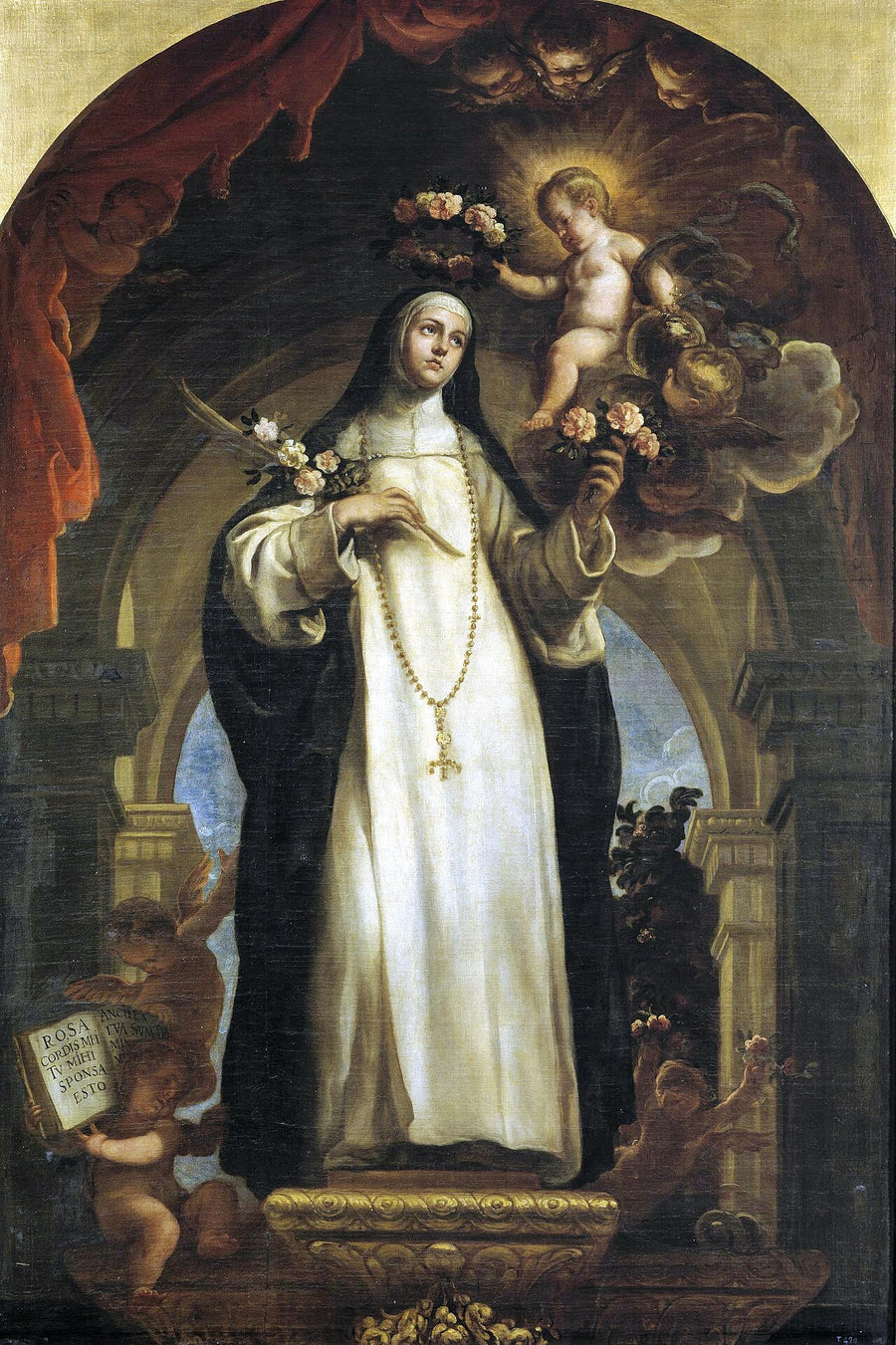 Sainte Rose de Lima couronnée de roses par l'Enfant Jésus, tableau de Claudio Coello, 1683